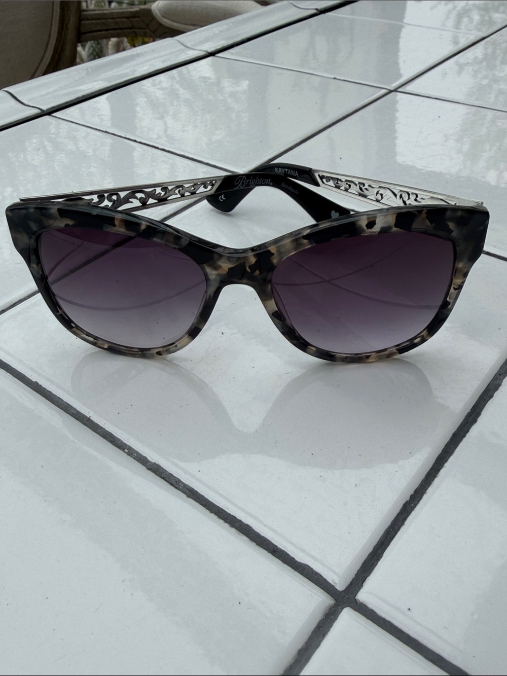 Brighton Tortoiseshell Cat-Eye Sunglasses with Purple Lenses